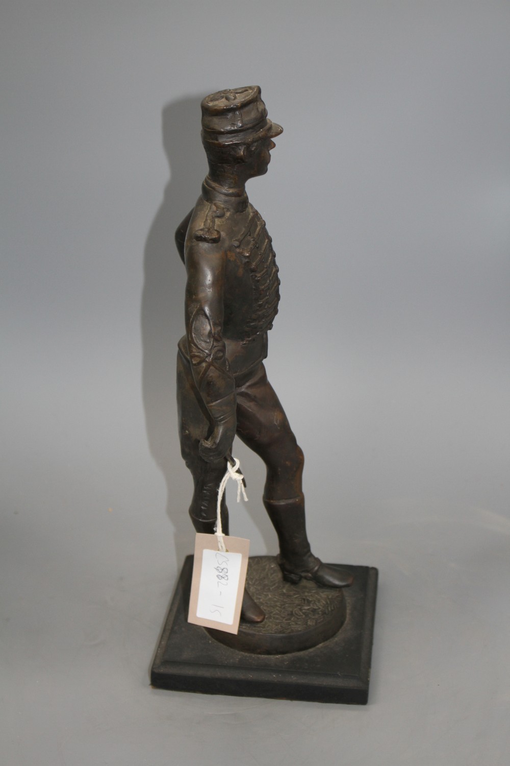 A bronze figure of a late 19th century Military officer, on ebonised plinth, height 38cm